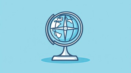 A vector icon shows a globe and compass with clean lines.