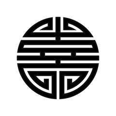 Chinese shou symbol, or longevity symbol. The circular shape symbolizes the immortality of the Taoist heavens.