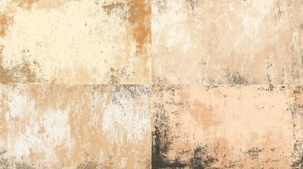 Obraz premium A four-paneled abstract work with textured earth tones and distressed effects, suggestive of aged surfaces