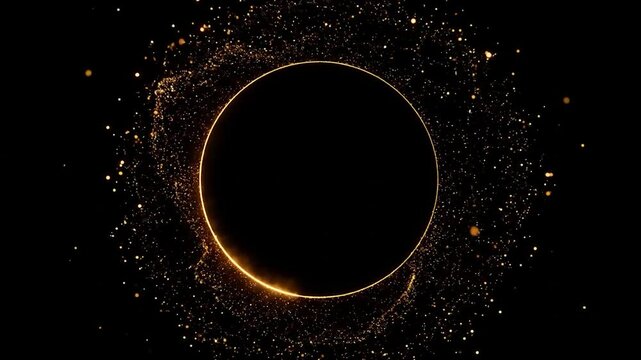 Golden Orbit A glowing circle with glittering particles around a dark core
