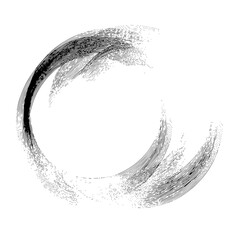 Obraz premium Abstract black and white circle design with brush stroke texture and circular motion effect on white background