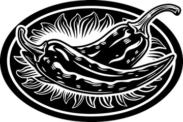 Fototapeta premium A spicy chili pepper illustration with sunflower isolated on white background