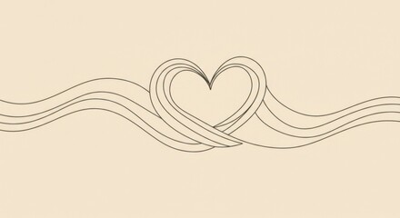 Minimalist Heart Shape Formed by Elegant Gentle Waves