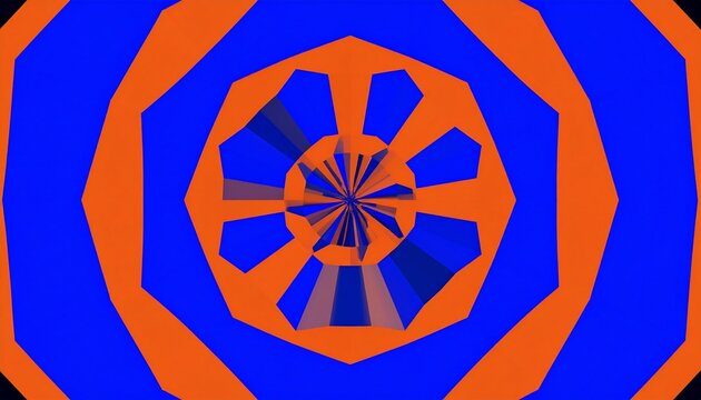 Vibrant, concentric, geometric shapes in orange and blue