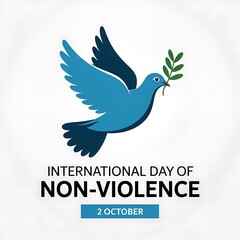 Fototapeta premium Blue dove carrying olive branch celebrates international day of non violence on october 2