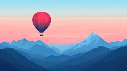 Fototapeta premium A hot air balloon gracefully floats across a sky in the vector illustration.