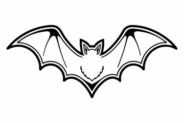 A black and white bat illustration isolated on white background