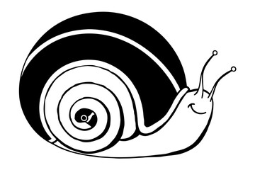 A cute cartoon snail with a spiral shell isolated on white background