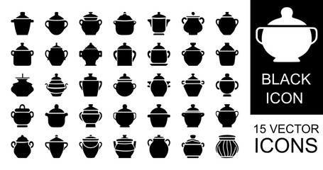 Vector illustration of tea kettle silhouettes