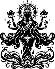 silhouette vector illustration sketch detail design icon logo symbol god goddess mythology hindu classic vintage ethnic traditional
