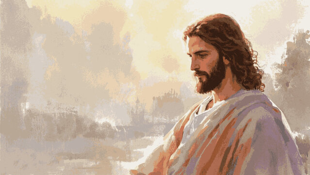 Resurrection Dawn Jesus isolated watercolor vector illustration svg