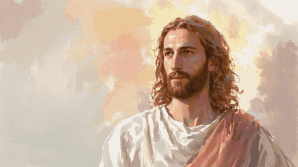 Fototapeta premium Compassion Flow Jesus isolated watercolor vector illustration svg