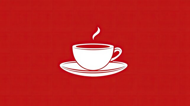 A simple vector logo shows a coffee cup and saucer.