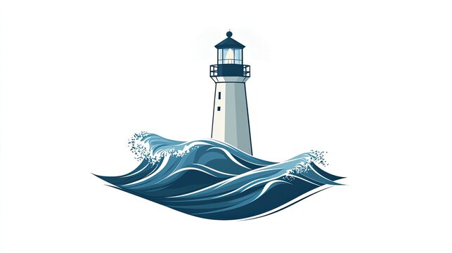 The stock photo shows a lighthouse standing prominently against ocean waves.