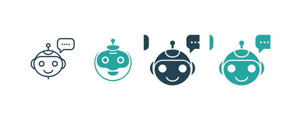 Obraz premium ai chatbot icon vector with robot face and speech bubble symbol for virtual assistant, support bot, and ai communication