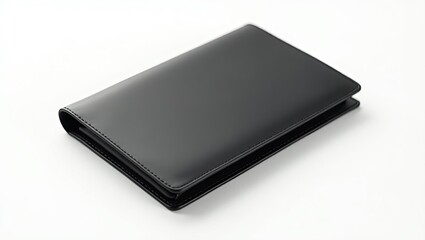 Fototapeta premium black leather wallet isolated on white