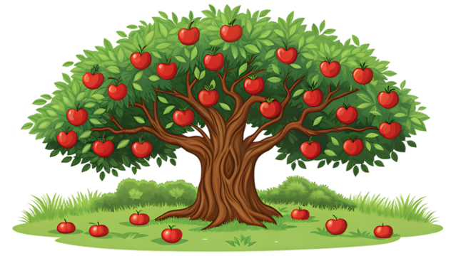 Abundant Apple Tree Lush Green Foliage and Ripe Red Fruit