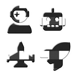 3d black and white checkered pattern space set of icons