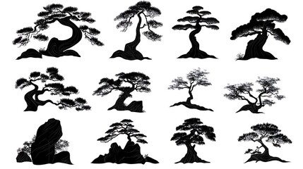 墨絵の樹々