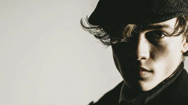 Portrait of a Man in a Black Hat and Dark Clothing - Powered by Adobe