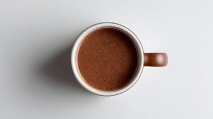 Obraz premium Top View of a Warm Cup of Hot Chocolate on a Minimalist White Table Surface
