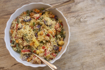 healthy couscous salad with summer vegetables