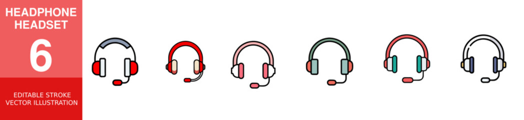 Headset/Headphone Vector Icon Editable Illustration