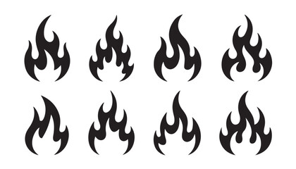 Tribal Flame Icon Pack Black Fire Symbol Silhouettes for Tattoo & Design