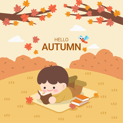 가을, 독서, 소년, 책, 들판