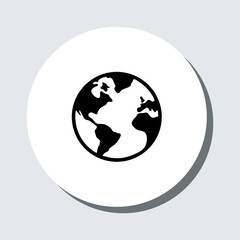Globe icon vector. Globe sign symbol in trendy flat style. Earth vector icon illustration in circle isolated on gray background