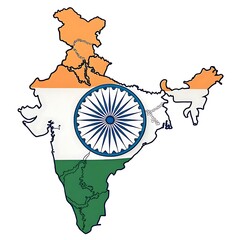 India Map Detailed Outline with Flag Perfect for Travel Culture and Geography Projects