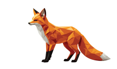 Obraz premium Low-Poly Fox Vector – Geometric Polygon Animal Illustration on White