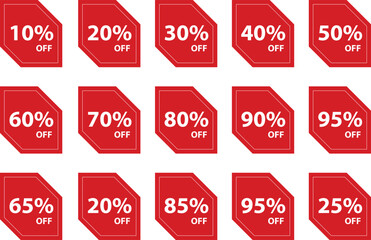 Red and black discount tag with helvetica and courier font elements