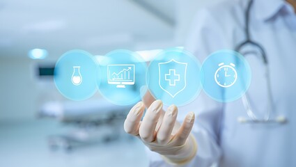 Innovative Healthcare Technology: A Doctor's Perspective on Progress and Patient Care, Future of Medicine: Doctor Illustrating Digital Health Solutions with Modern Icons