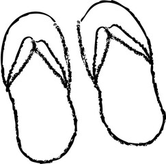 Simple black and white drawing of a sandals for beach walk
