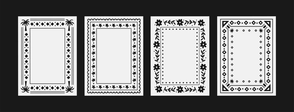  Abstract frames posters in minimalist style. Wall decor, trendy banners in the cartoon style of Matisse.Linear drawings, decor of wallpaper, walls, print and postcards