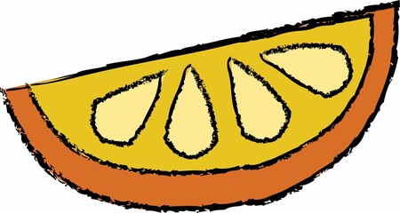 A colorful orange citrus transparent illustration set featuring hand-drawn summer beach icons.