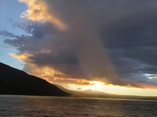sunset over the lake
