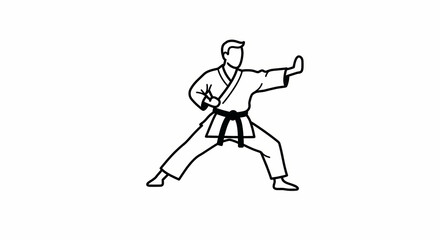 Karate Practitioner Executing a Block