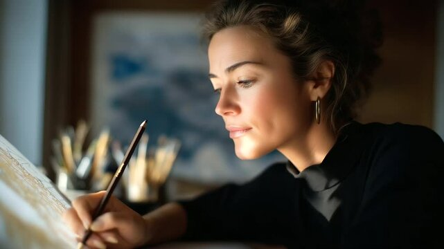 A cartographer sketching a coastline in natural light