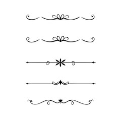 Fototapeta premium Set of Vintage decorative lines. text dividers. Line border. Lines separators, Borders, Vintage dividers, Underline elements. Divider set vector. Vector illustration.Line dividers. 