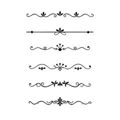 Obraz premium Set of Vintage decorative lines. text dividers. Line border. Lines separators, Borders, Vintage dividers, Underline elements. Divider set vector. Vector illustration.Line dividers. 