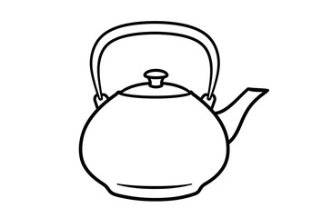 Obraz premium A simple black and white line drawing of a classic teapot with a curved handle and spout design