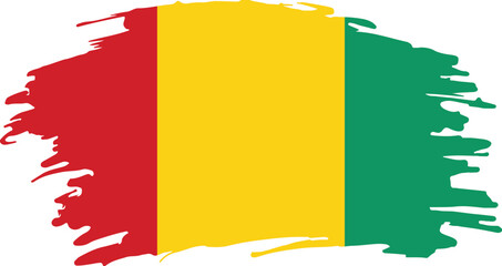 flag of guinea with vertical red yellow and green stripes in brushstroke texture symbolizing national unity