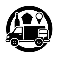 Flat Design Food Courier and Delivery App Icons.