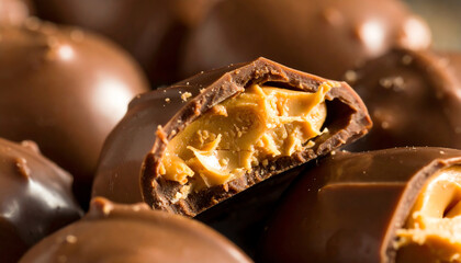 Delicious chocolate confections filled with creamy caramel, perfect for satisfying sweet cravings and indulgence.