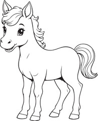 Obraz premium Pony line art: A charming illustration of a pony, perfectly capturing its playful essence and graceful form.