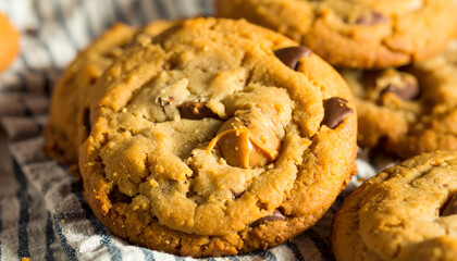 Delicious homemade cookies with chocolate chips, perfect for dessert or a snack. Warm and inviting treat.