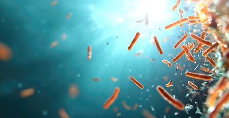 Rod shaped bacteria under water