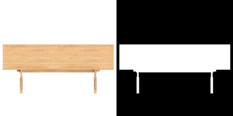 3D rendering illustration of a wooden trestle table